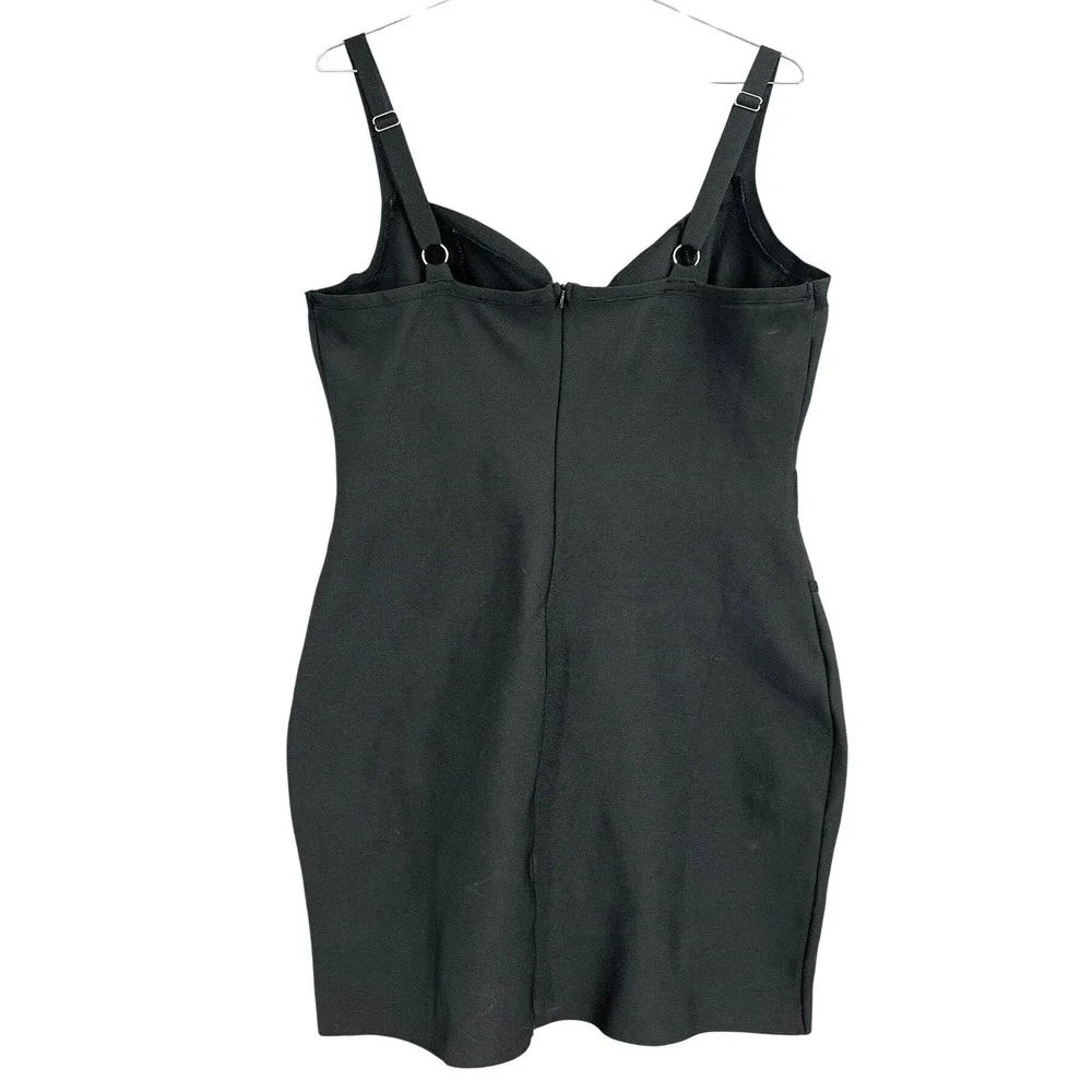 Iris Black Bandage Mini Dress‎ Corset Bustier Seam Bodycon Stretch 2X